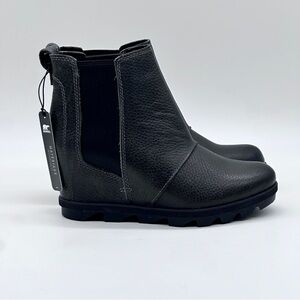 Sorel Black Leather Chelsea Ankle Boots